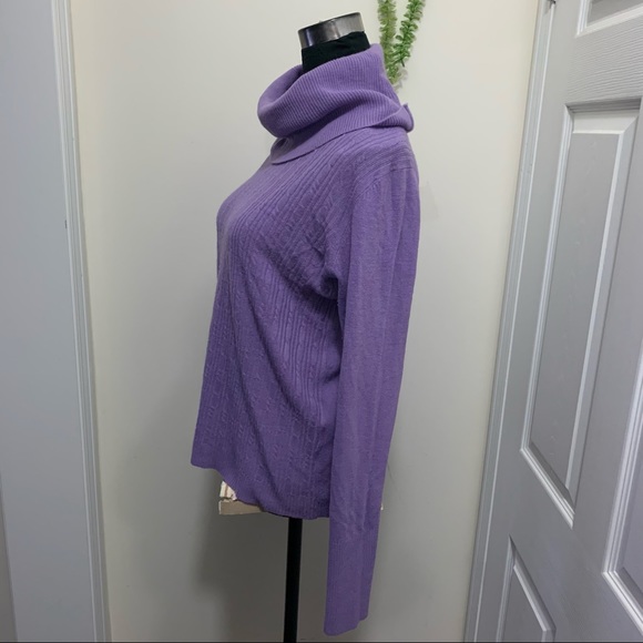 Jones Studio Nude Purple Cowl Neck 100% Acrylic Sweatshirt Sweater Top - Picture 5 of 10